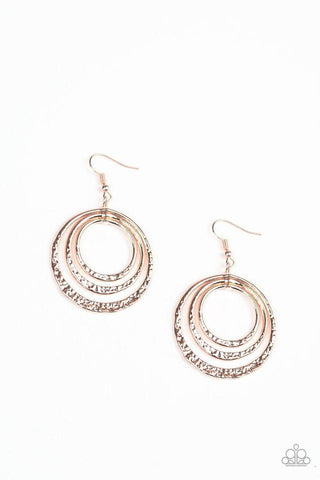 Paparazzi Metallic Ruffle - Rose Gold Earrings