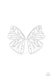 Paparazzi Butterfly Frills - Silver Earrings