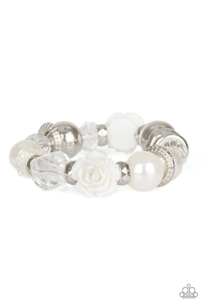 Paparazzi Here I Am - White Bracelet