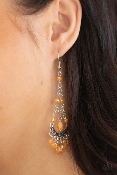 Paparazzi First In SHINE - Orange Earrings