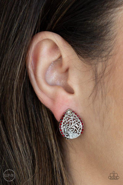 Paparazzi Garden Date - Red Earrings