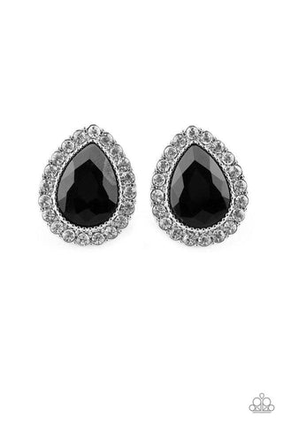 Paparazzi All HAUTE and Bothered - Black Earrings