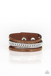Paparazzi Rollin In Rhinestones - Brown Bracelet