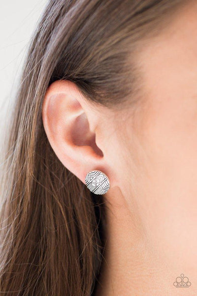 Paparazzi Bright As A Button - Silver Earrings