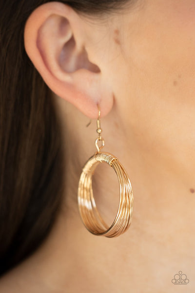 Paparazzi Urban-Spun - Gold Earrings