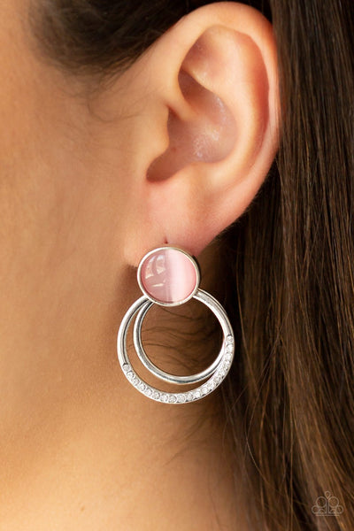 Paparazzi Glow Roll - Pink Post Earrings