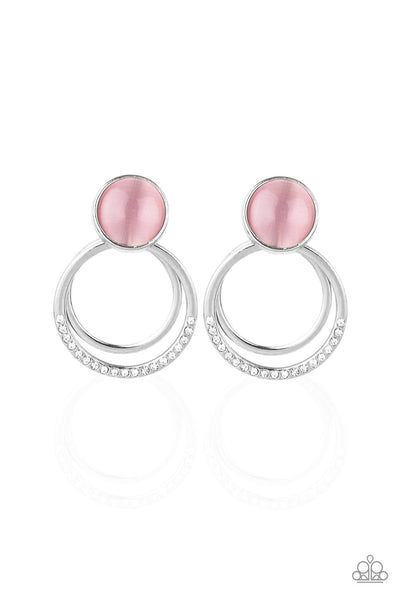 Paparazzi Glow Roll - Pink Post Earrings