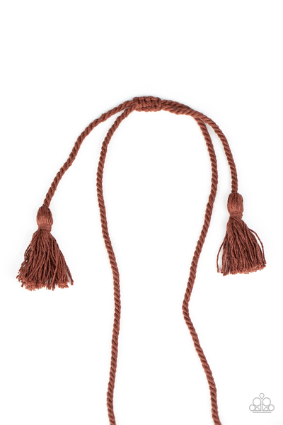 Paparazzi Macrame Mantra - Brown Necklace
