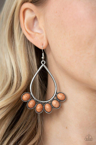 Paparazzi Stone Sky - Brown Earrings