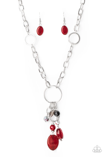 Paparazzi Lay Down Your CHARMS - Red Necklace