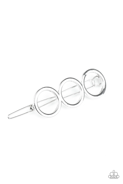 Paparazzi A HOLE Lot of Trouble - Silver Hair Clip