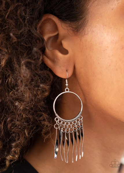 Paparazzi Let GRIT Be! - Silver Earrings