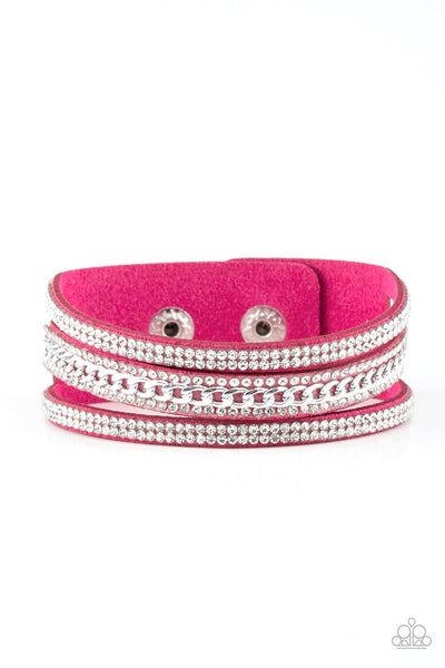 Paparazzi Rollin In Rhinestones - Pink Bracelet