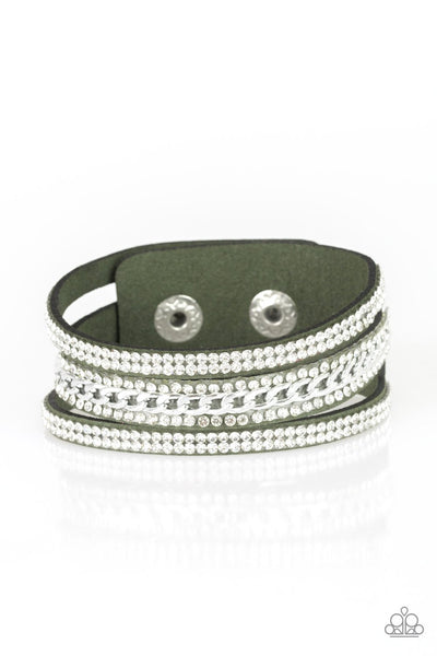 Paparazzi Rollin In Rhinestones - Green Bracelet