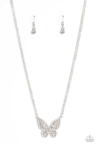 Paparazzi Baroque Butterfly - White Necklace