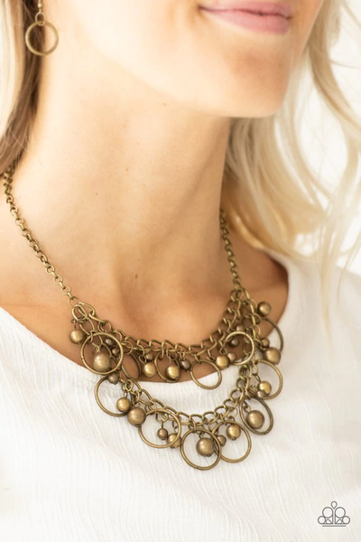Paparazzi Warning Bells - Brass Necklace