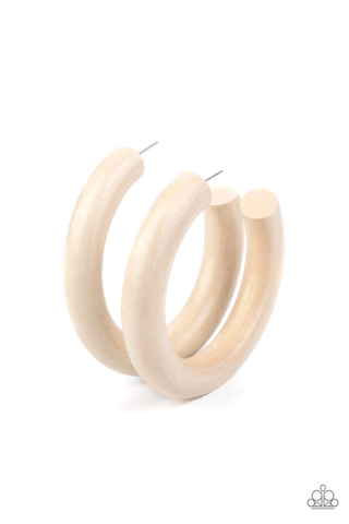 Paparazzi I WOOD Walk 500 Miles - White Earrings