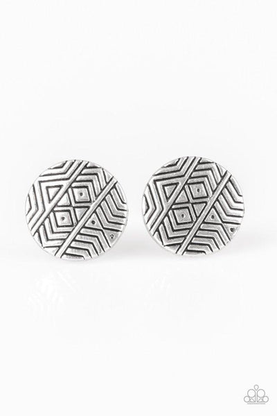 Paparazzi Bright As A Button - Silver Earrings