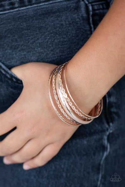Paparazzi Trophy Texture - Rose Gold Bracelet