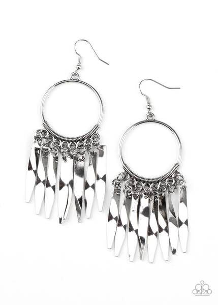 Paparazzi Let GRIT Be! - Silver Earrings