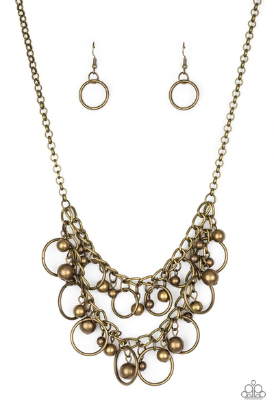 Paparazzi Warning Bells - Brass Necklace