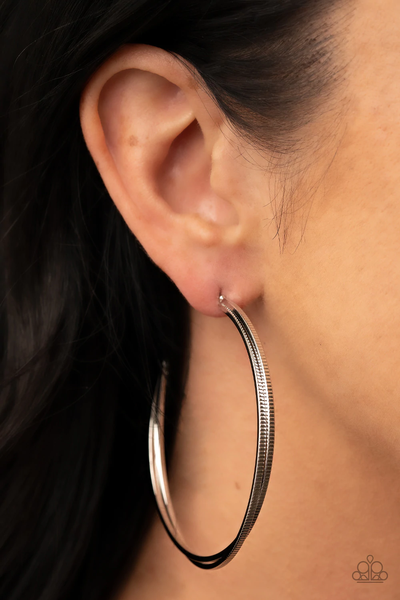 Paparazzi Monochromatic Curves - Silver Earrings